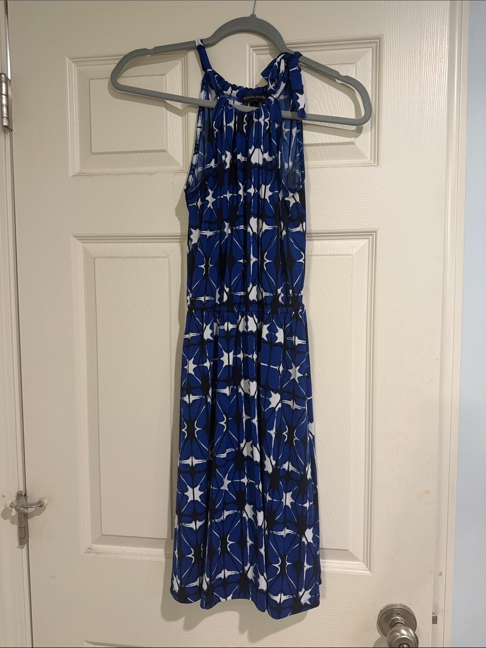 Banana Republic Blue Patterned Halter Dress